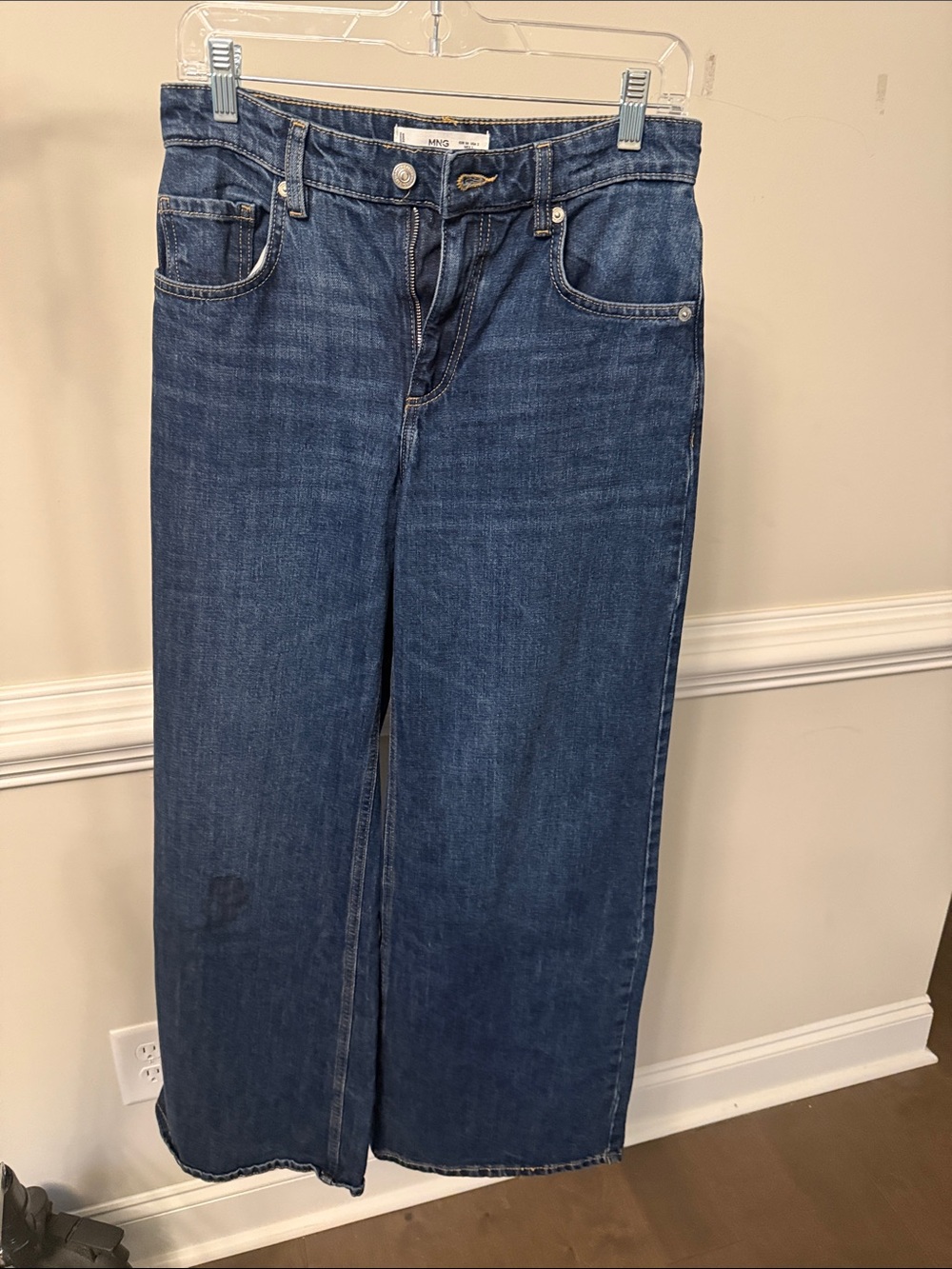 Mango Wide-Leg Jeans in Dark Blue Denim